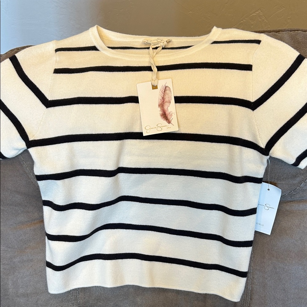 Jessica Simpson girls Striped Short Sleeve Sweater